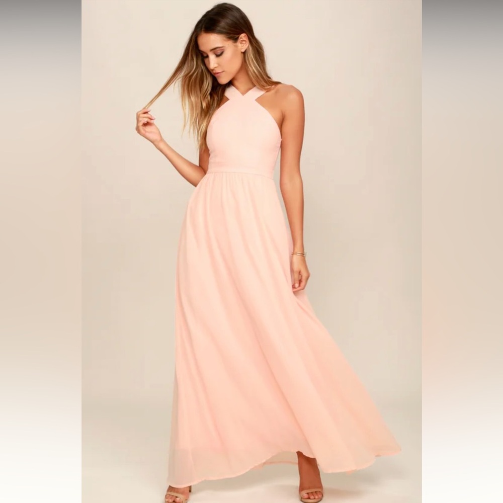 LULUS PEACH BRIDESMAID DRESS - Small